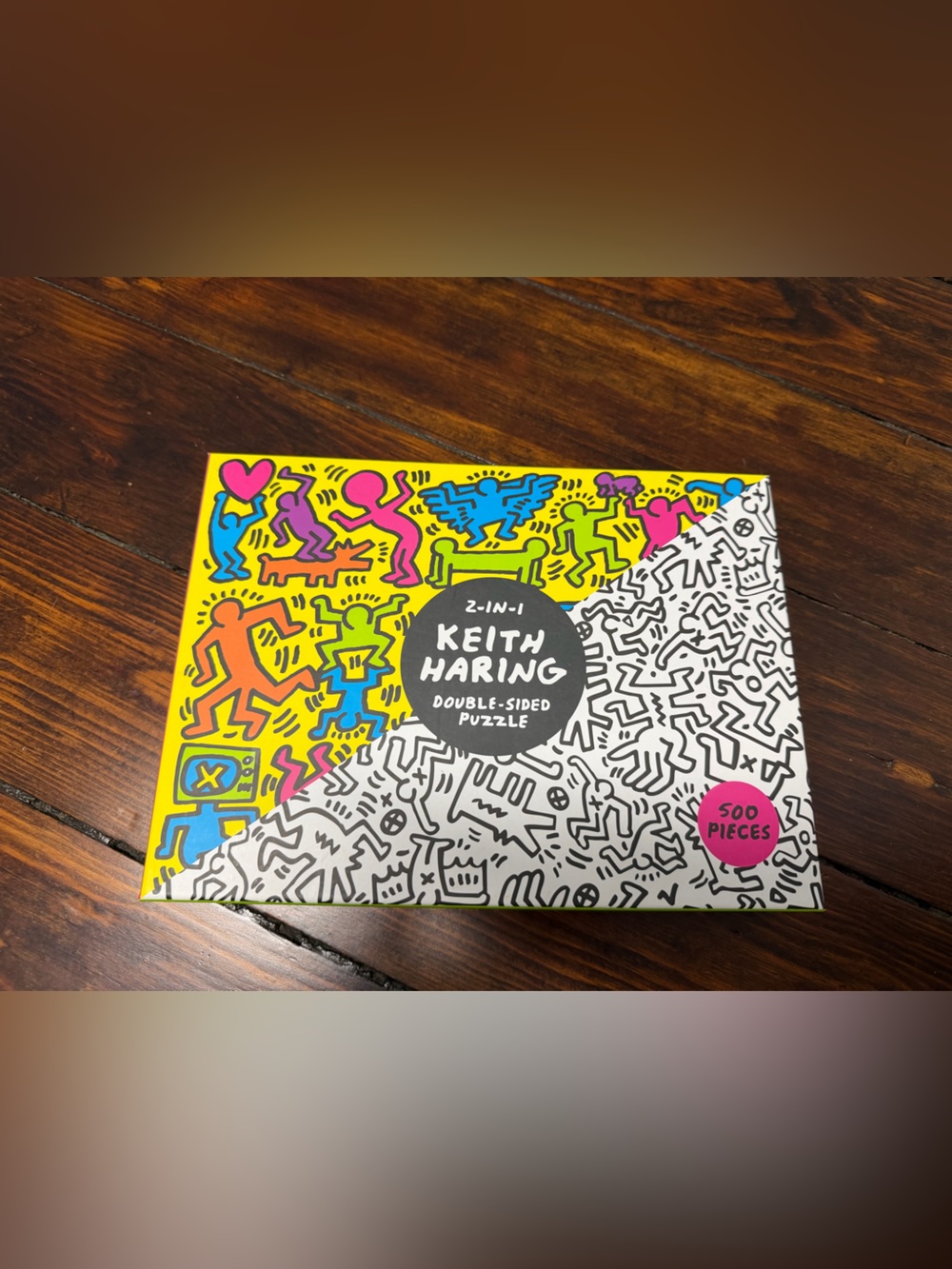 Keith Haring 2-in-1 Double-Sided Puzzle – Colorful Yellow Multi